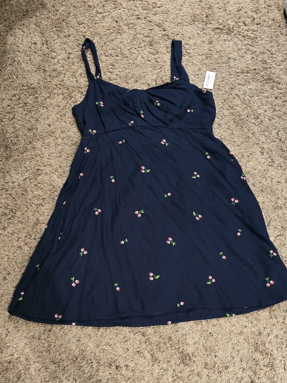 Old Navy Navy Sundress with Pink Cherry Motif